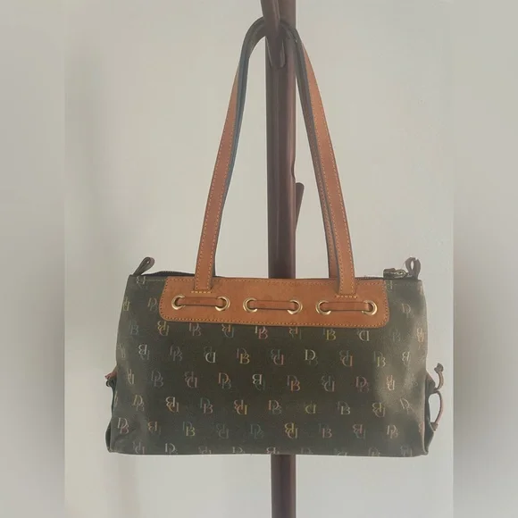 Dooney & Bourke Vintage Brown and Tan Signature Series Collection Shoulder Bag - Picture 2 of 16